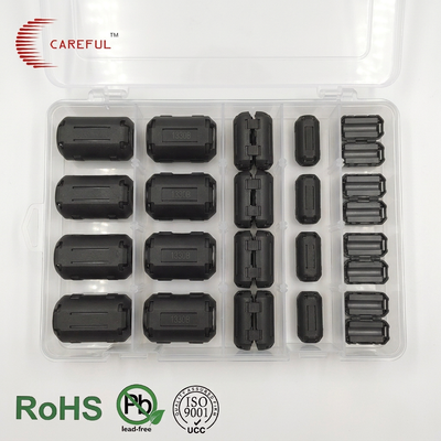 Careful SCRC Snap Ferrite Kit with 3-13mm ID Cores for 1-300MHz Noise Suppression Thick PP Box RoHS REACH